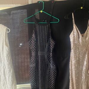 Chic Black and White Studded Mini Dress